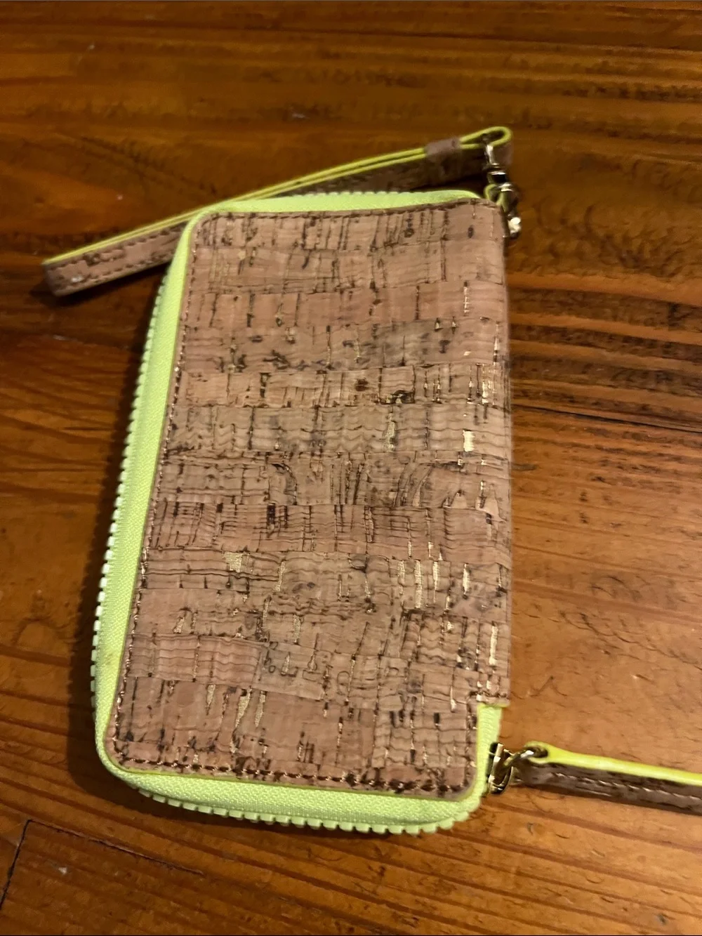 Lilly Pulitzer Cork Wristlet with Lime Trim and Gold Accent